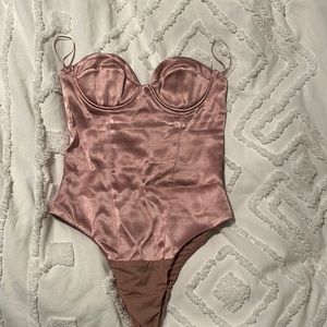 Womens Zara Blush Satin Bodysuit